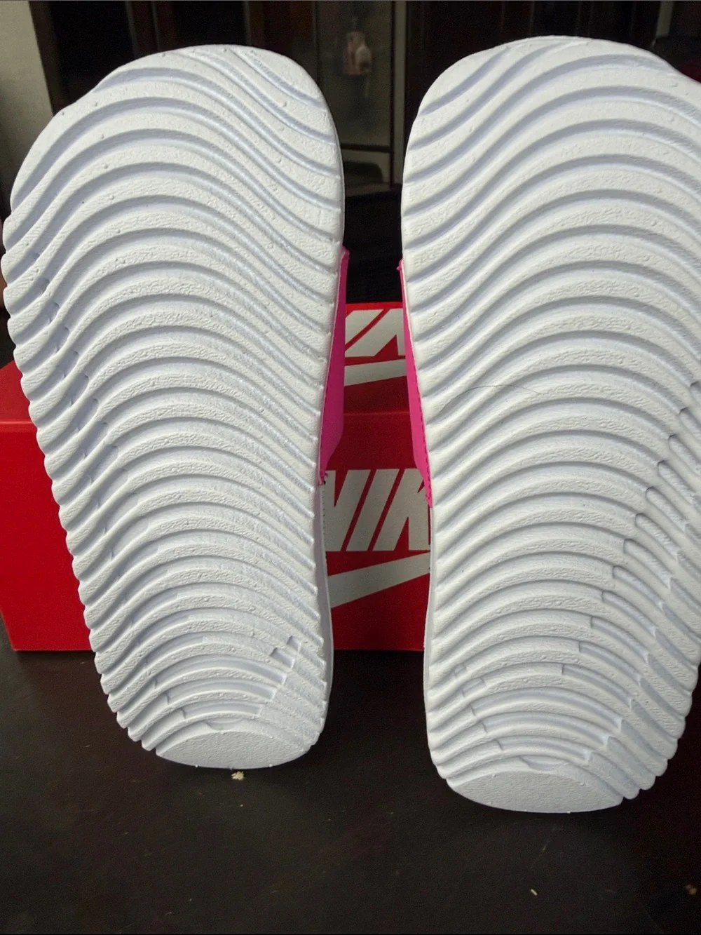 Nike Kids Hot Pink and Black Slide Sandals